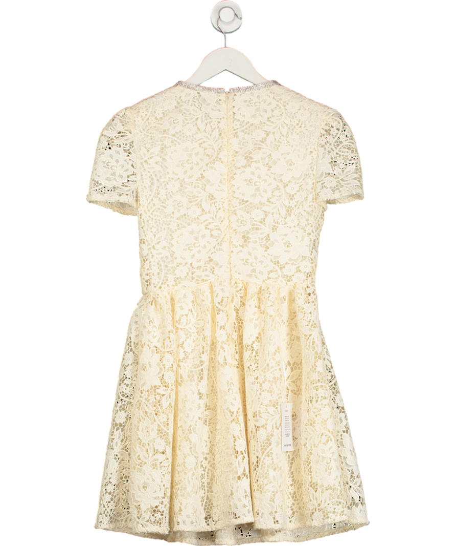 Self-Portrait Cream Cord Lace Bow Detail Mini Dress UK 8