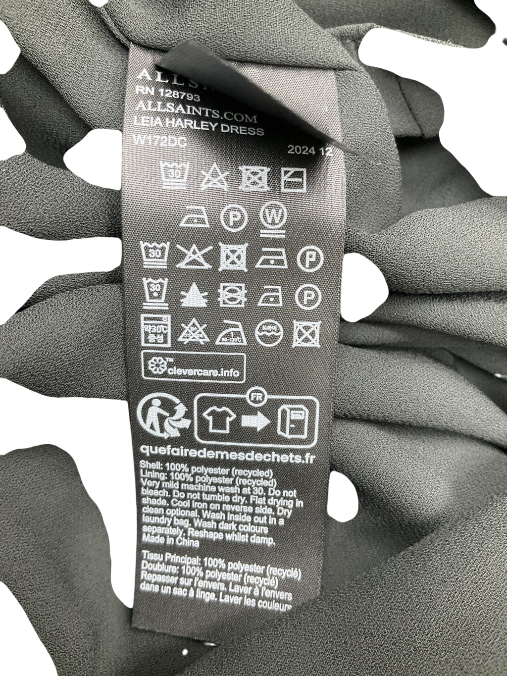 All Saints Black Leia Harley Dress UK S