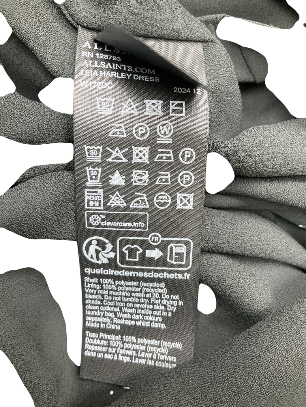 All Saints Black Leia Harley Dress UK S