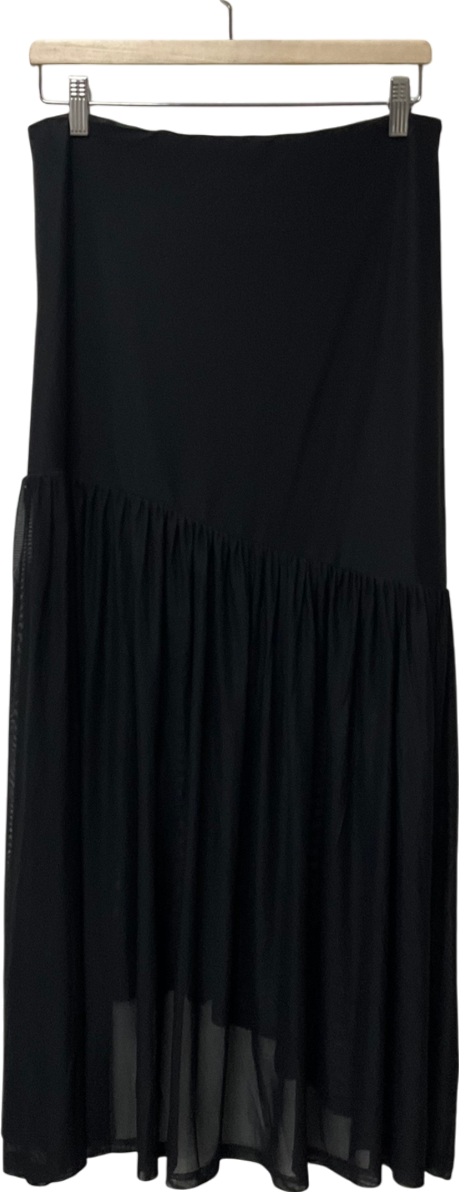 White Fox Black Asymmetric Mesh Skirt UK M