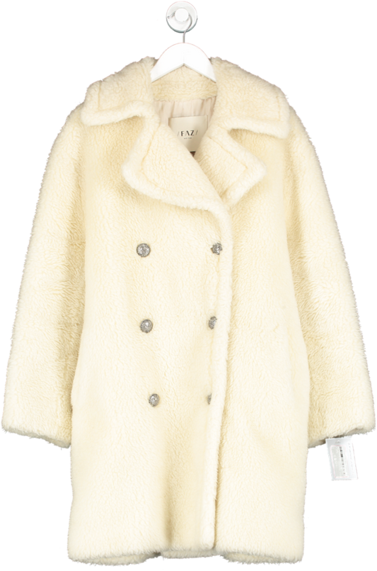 FAZ Cream Longline Fur Look Coat One Size