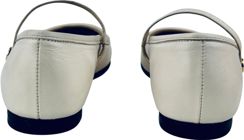ROSAE PARIS Cream Les Georges Luxury Leather Mary Jane Ballet Flats UK 4 EU 37 👠