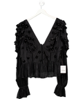 ASOS Black Mesh Floral Corset Long Sleeve Top UK 22