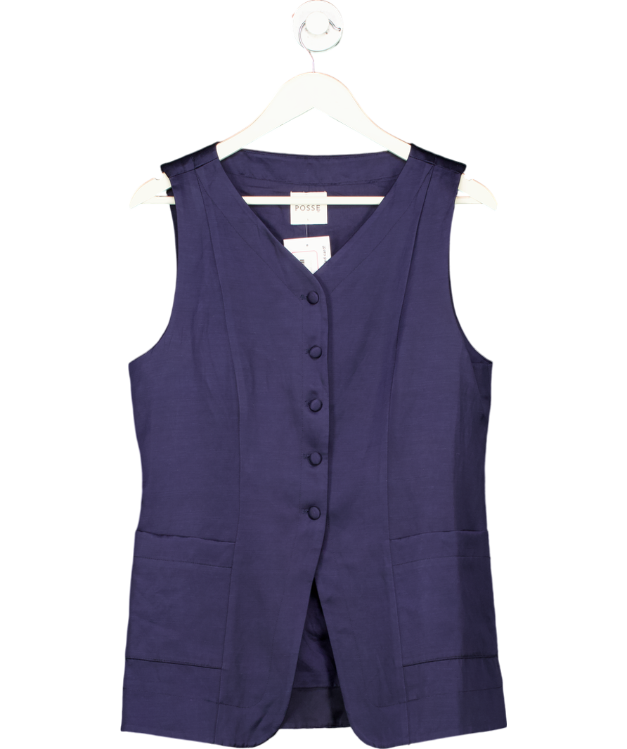 Posse Blue Satin Waistcoat Vest UK L