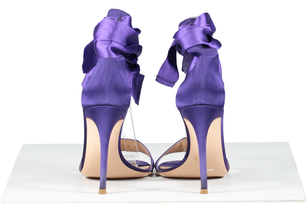 Gianvito Rossi Purple Satin Gala Wrap Open Toe Sandals UK 5 EU 38 👠