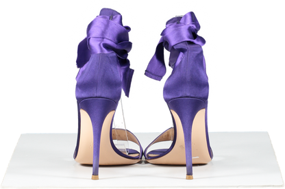 Gianvito Rossi Purple Satin Gala Wrap Open Toe Sandals UK 5 EU 38 👠