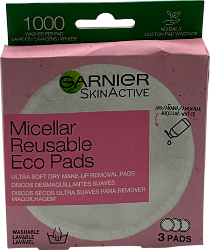 Garnier White Micellar Reusable Make-up Remover Eco Pads, 3 Micro Fibre Pads One Size