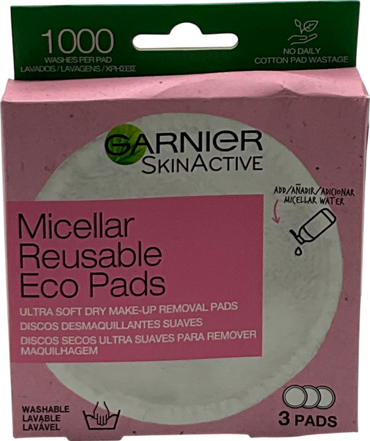 Garnier White Micellar Reusable Make-up Remover Eco Pads, 3 Micro Fibre Pads One Size