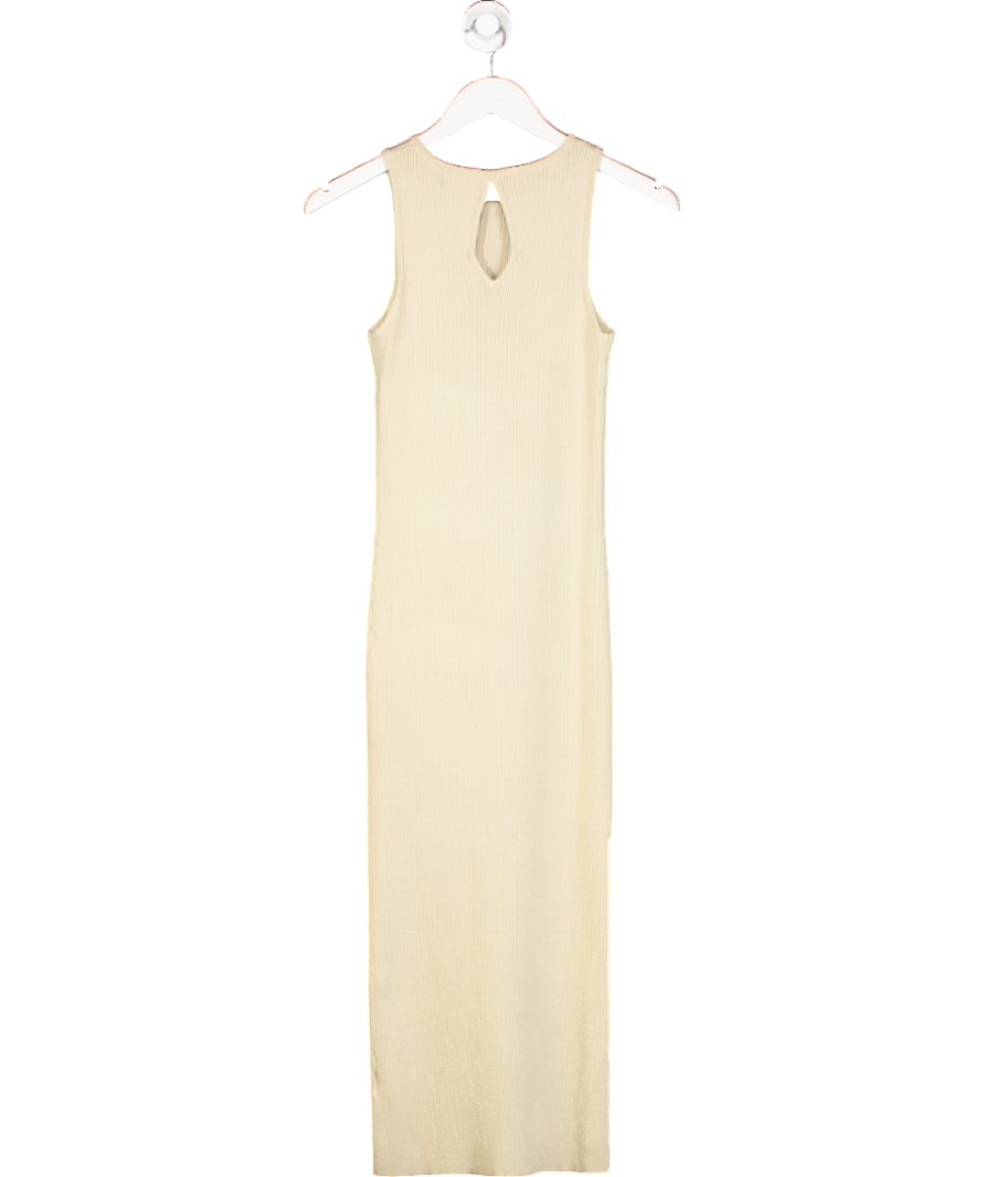 PRETTY LAVISH Beige Billie Ribbed Racer Midi Dress UK S