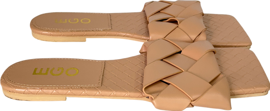 Ego Nude Woven Strap Detail Flat Slider Sandal UK 4 EU 37 👠