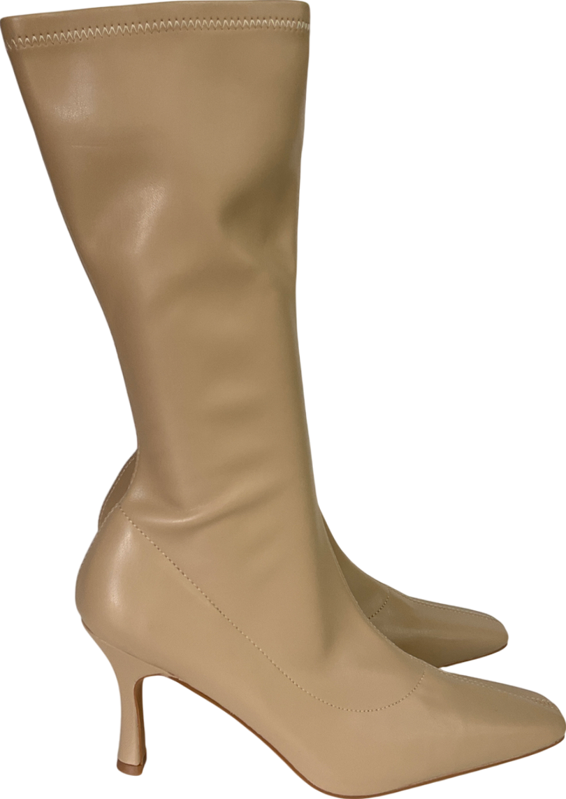 NA-KD Beige Slim Long Toe Boots UK 7 EU 40 👠