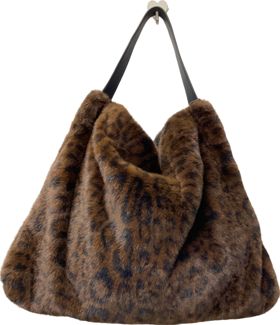 Next Brown Leopard Print Faux Fur Bag UK One Size