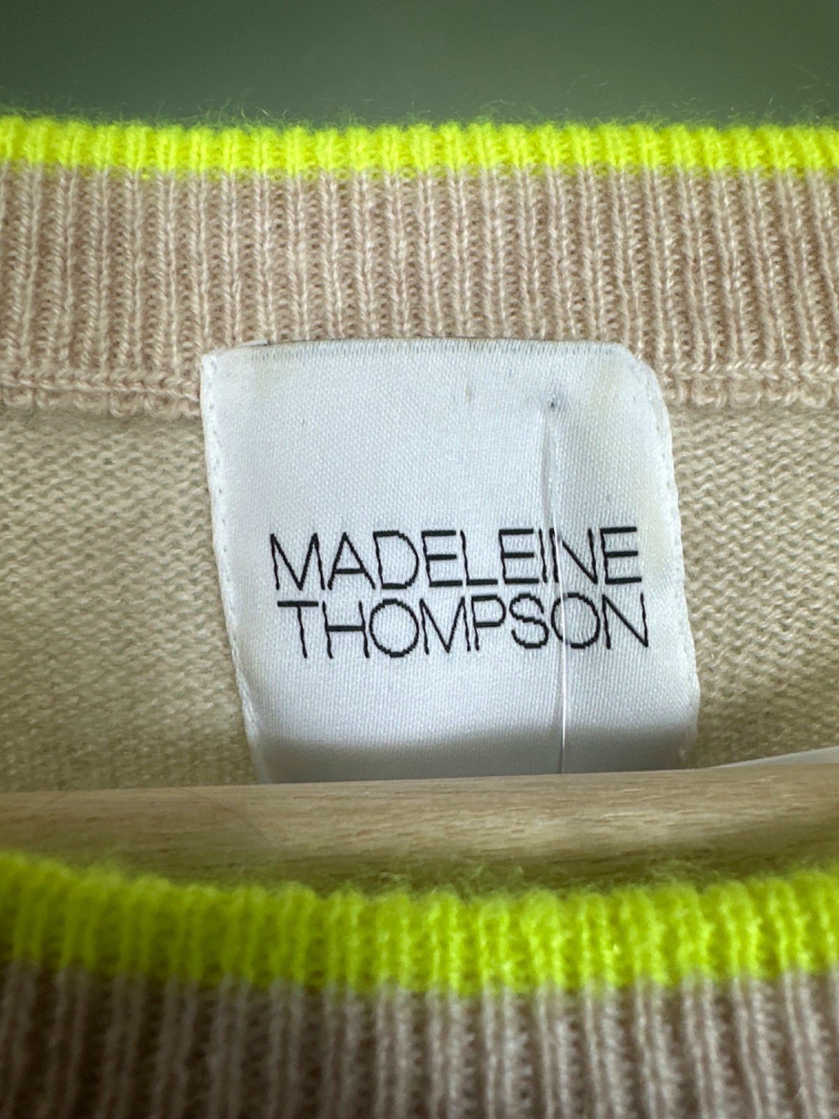 Madeleine Thompson Beige Neon Trim Cashmere Jumper UK M
