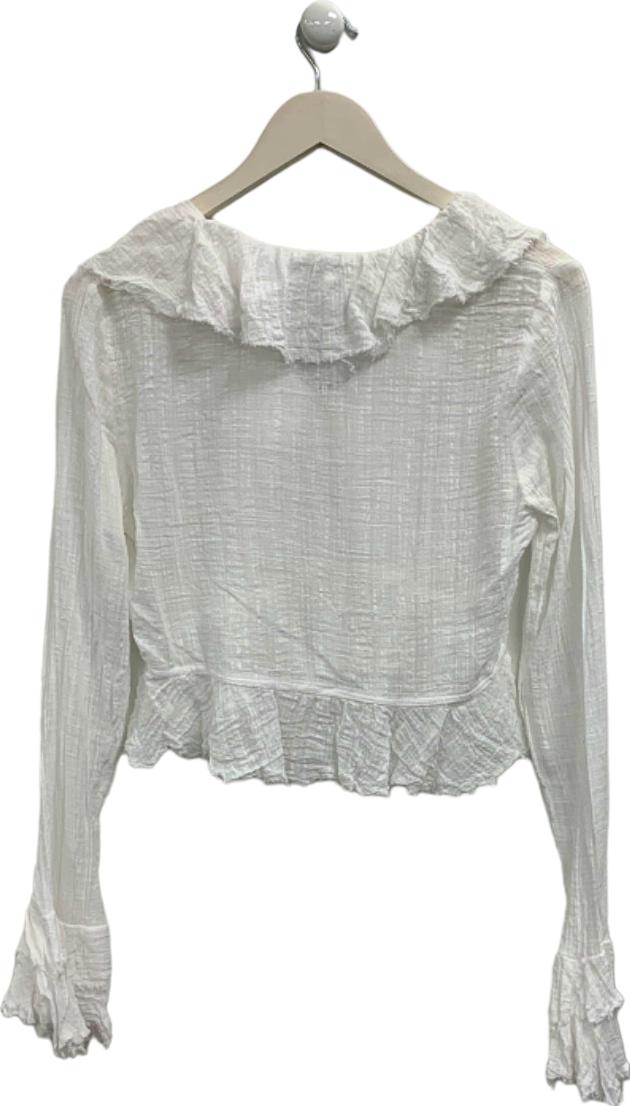 Reserved White Ruffled Blouse UK S