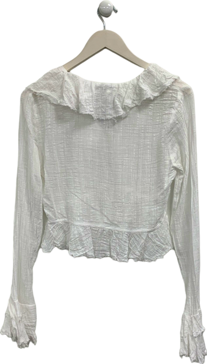 Reserved White Ruffled Blouse UK S