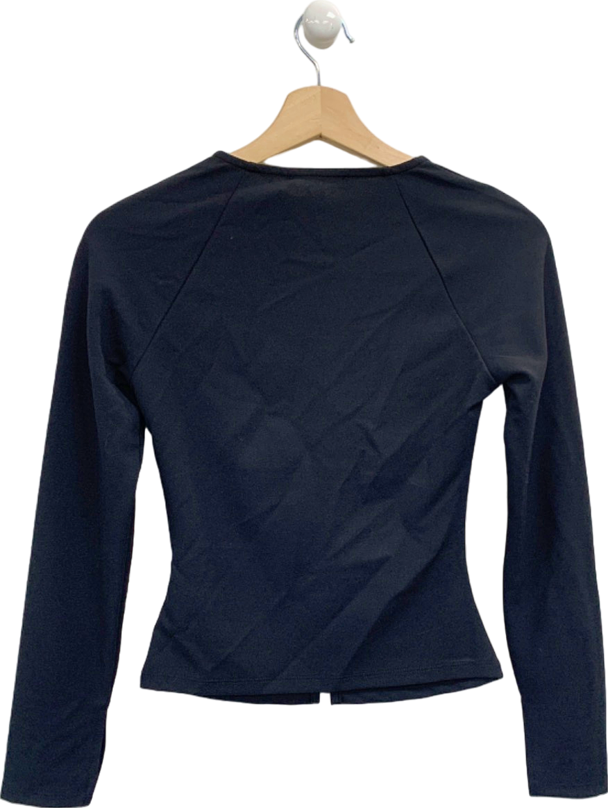 NA-KD Black Front Button Long Sleeve Top UK S