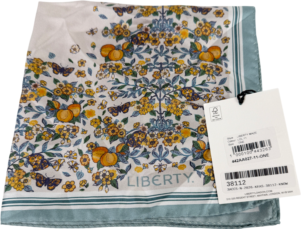 Liberty Blue Maze Scarf 100% Silk One Size