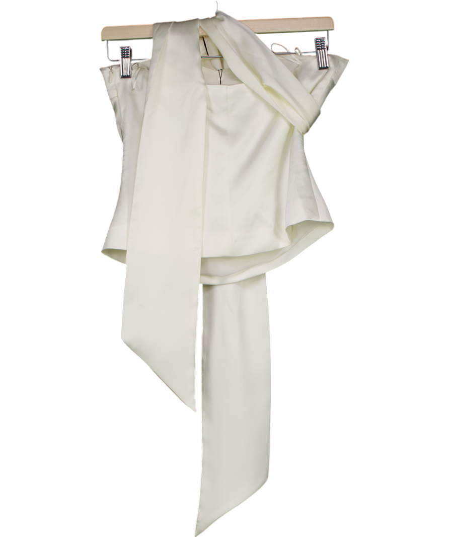ZARA Cream Satin Bandeau Top With Neck Scarf UK S