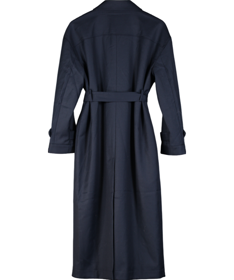 Stel Blue Belted Longline Relaxed Coat UK 8