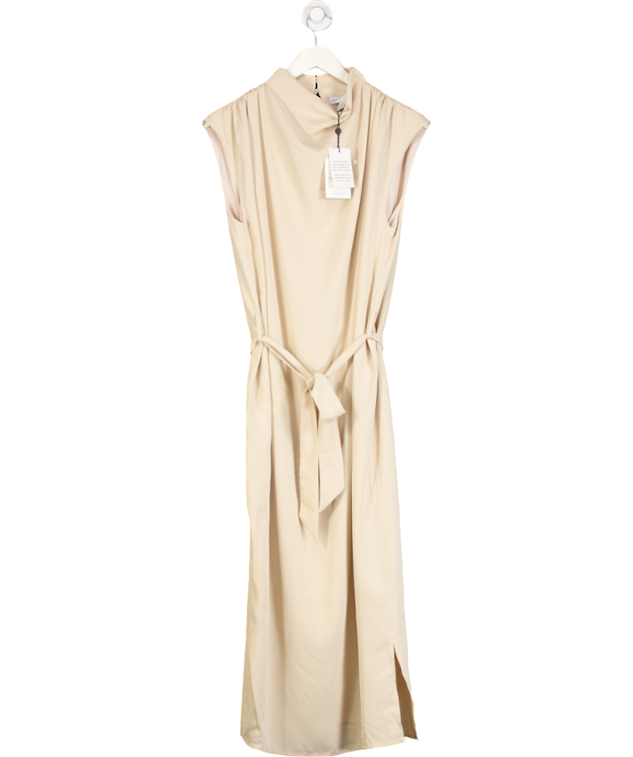 PRETTY LAVISH Beige Farrah Belted Midi Dress UK S/M