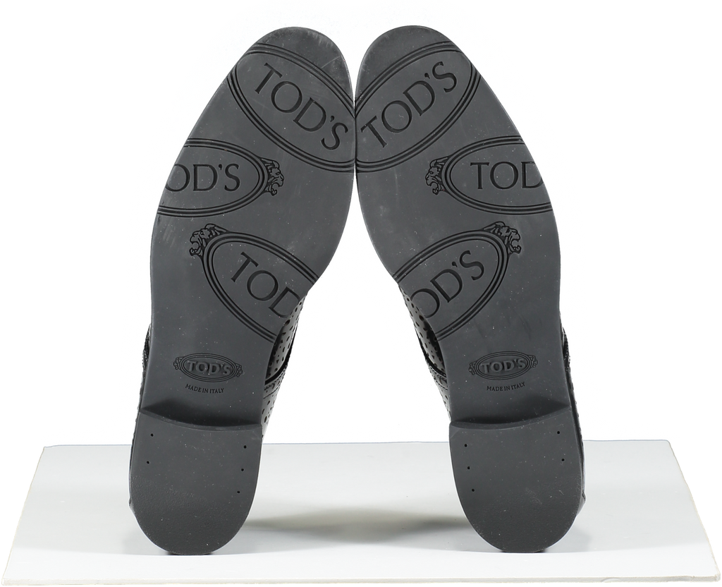 Tod's Black Lace Up Monogrammed Shoes UK 6 EU 39 👠