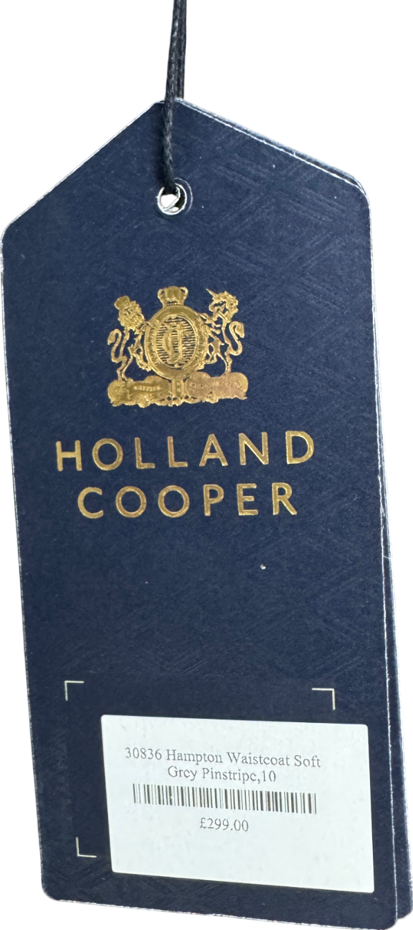 Holland Cooper Hampton Waistcoat Soft Grey Pinstripe UK 10