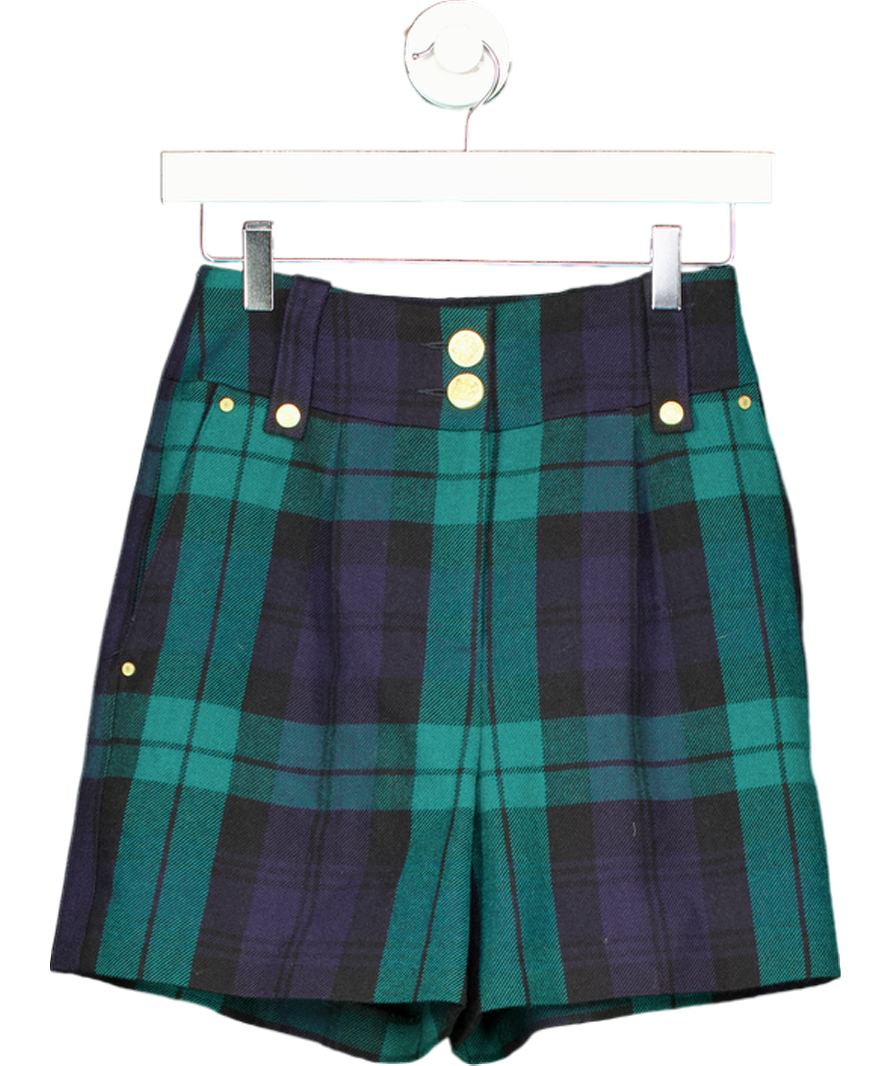 Holland Cooper Green Luxe Tartan Tailored Shorts UK 6