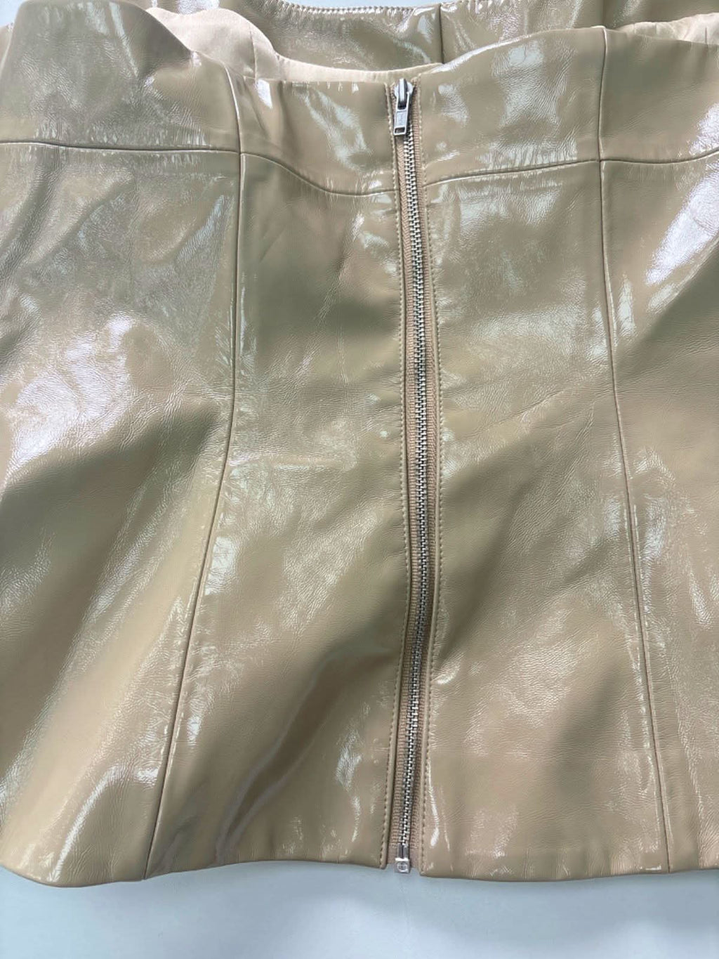 LPA Beige Faux Leather Corset Top UK S