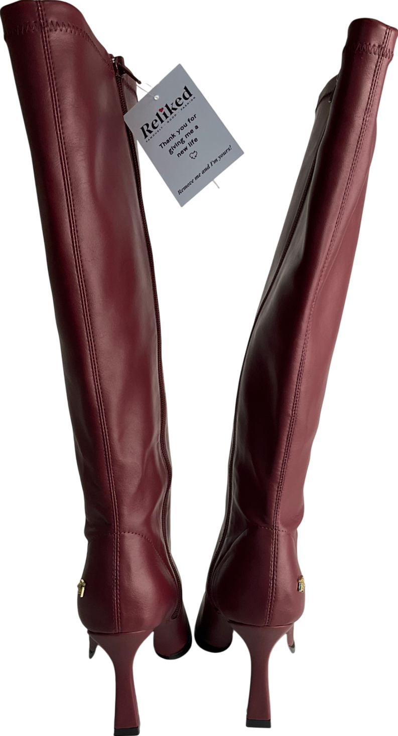 4th & Reckless Red Faux Leather Knee High Boots UK 7 EU 40 👠