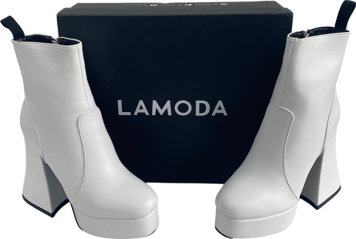 Public Desire White Be Mine High Heeled Sock Boots UK 3 EU 36 👠