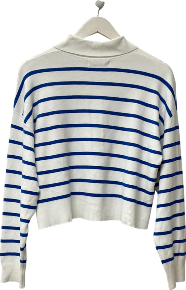 MANGO White Striped Polo Jumper UK S