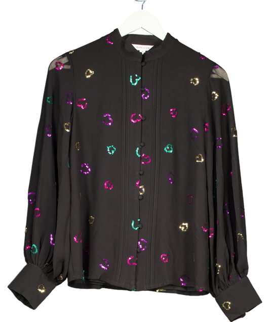 Monsoon Hope Heart Sequin Blouse Black UK 8