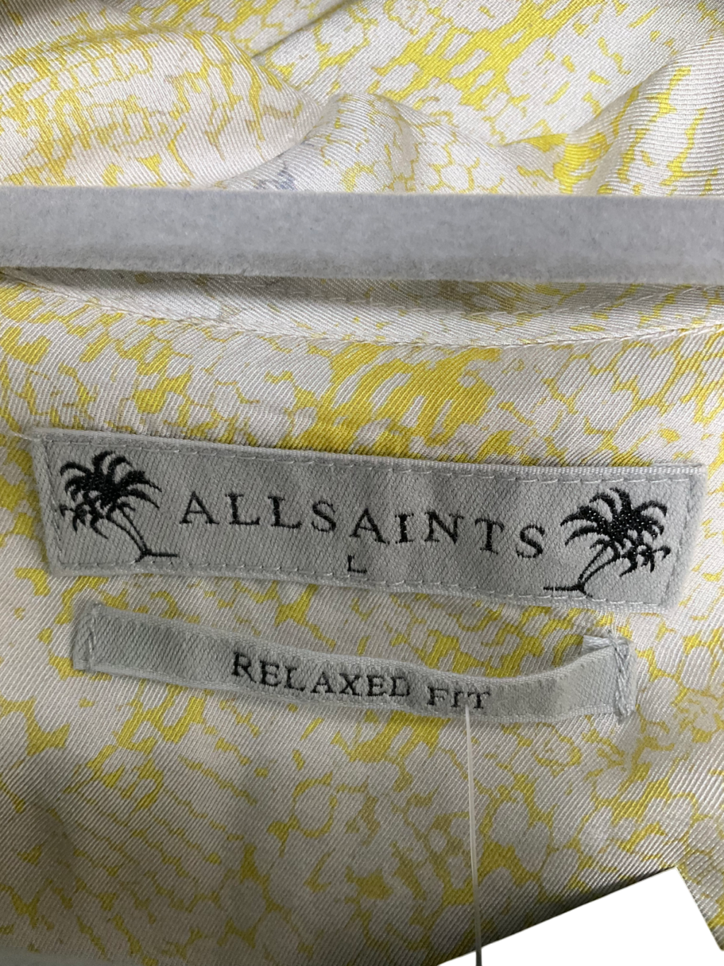 All Saints Yellow Caiman Short Sleeve Shirt UK L