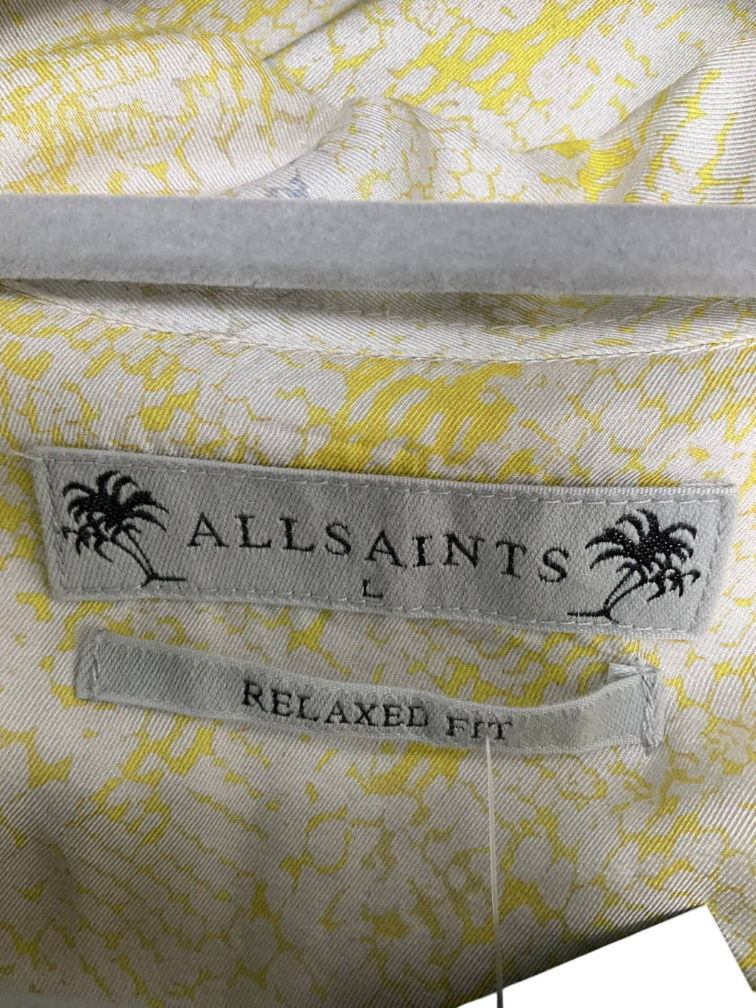 All Saints Yellow Caiman Short Sleeve Shirt UK L