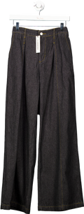 commense Black Mid-waisted Wide-leg Denim Trousers UK S