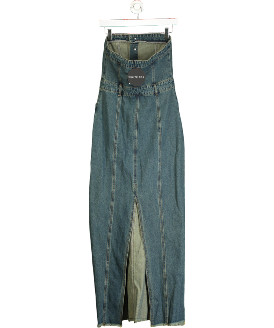 White Fox Blue Moonlight’ Denim Maxi Dress UK M