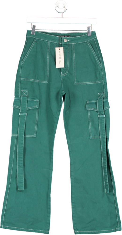 luxe to kill Green Denim Tassel Trousers In Teal UK 8