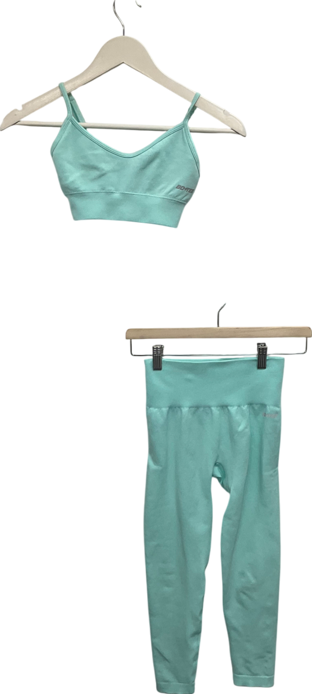 Bo + Tee Green High Waist Leggings And Seamless Crop Top UK XS