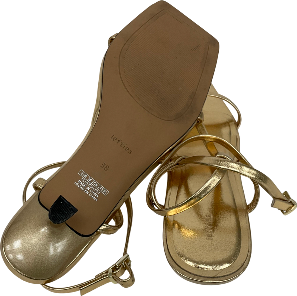 lefties Metallic Kitten Heel Gold Strappy Heel UK 5 EU 38 👠