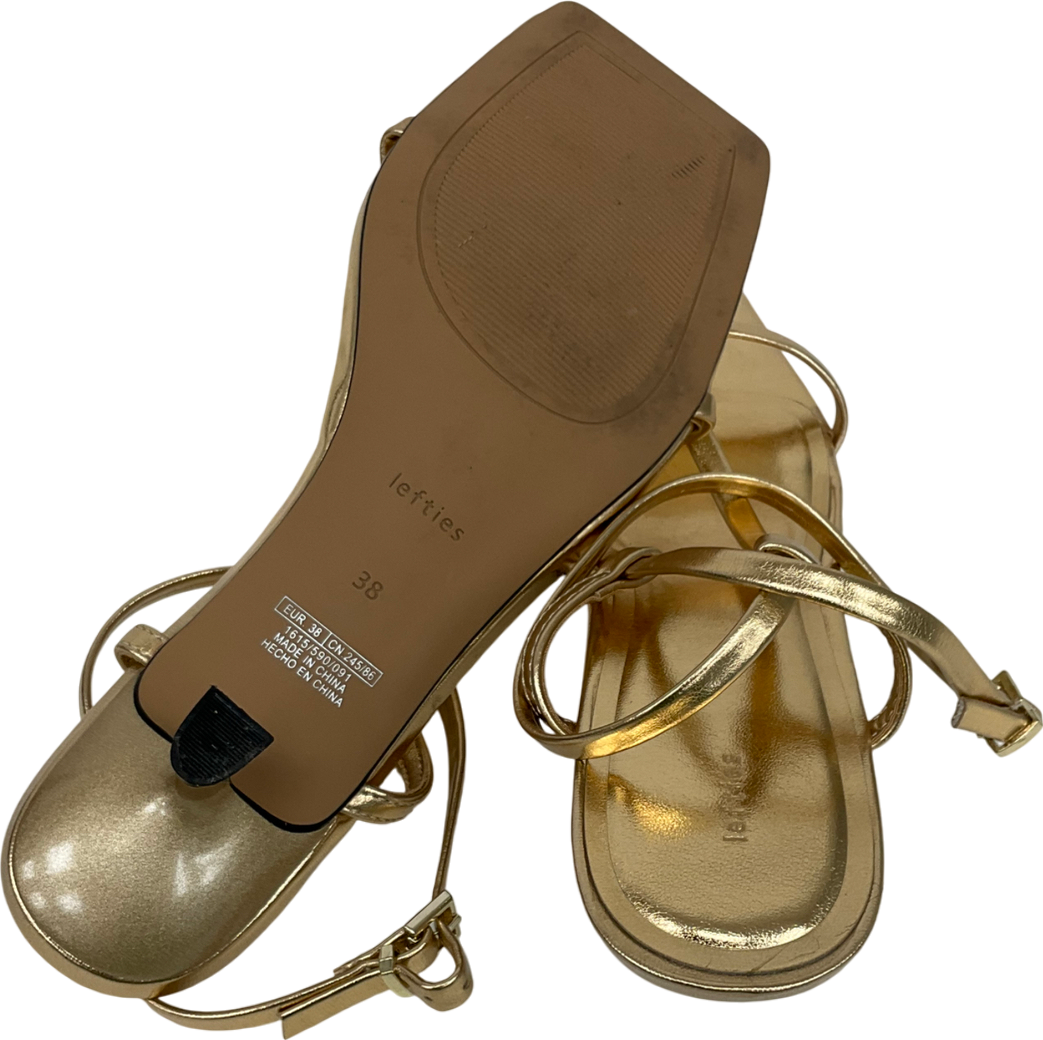 lefties Metallic Kitten Heel Gold Strappy Heel UK 5 EU 38 👠