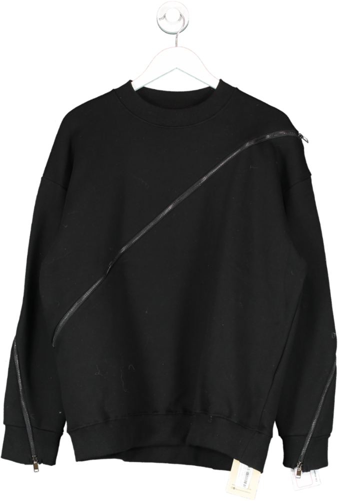 The Room Black Diagonal Zipped Sweater One Size