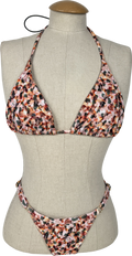 Grace Jacob Multicoloured Nelly Gold Palm Bikini  Set UK S/M