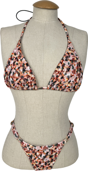 Grace Jacob Multicoloured Nelly Gold Palm Bikini  Set UK S/M