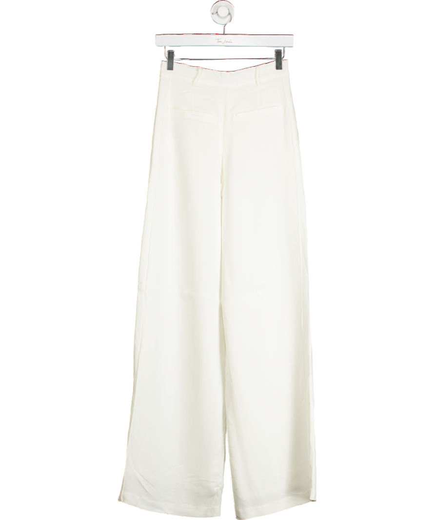 Karen Millen White Premium Woven Viscose Crepe Wide Leg Trousers UK 8