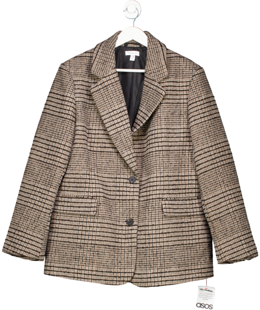 Topshop Brown Heritage Check Blazer UK M