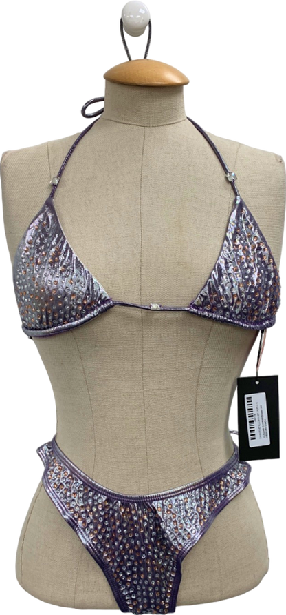 Ego Purple Diamante Metallic Bikini Set UK 10