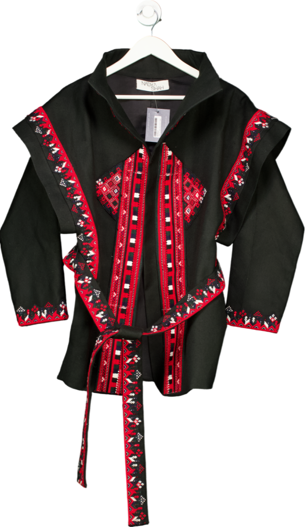 Nadya Shah Black Helena Belted Jacket UK XS/S