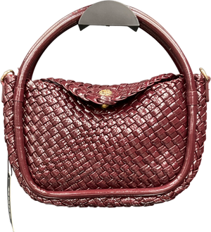 Dune Red Dinideliberate - Burgundy Woven Circular Handle Bag One Size