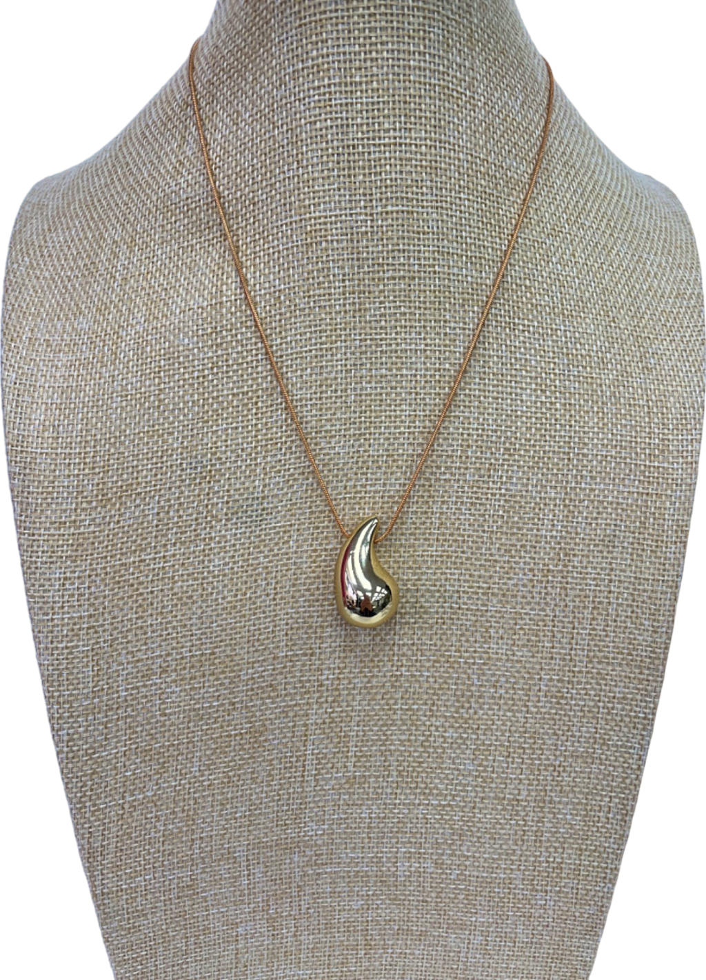 Inspired Metallic Gold Large Teardrop  Necklace