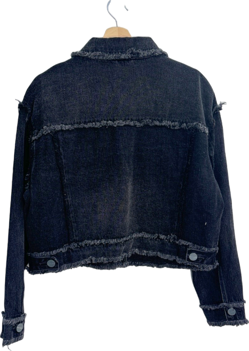 AllSaints Washed Black Claude Fray Jacket UK 10